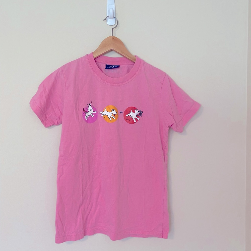 Tintin snowy pink t-shirt